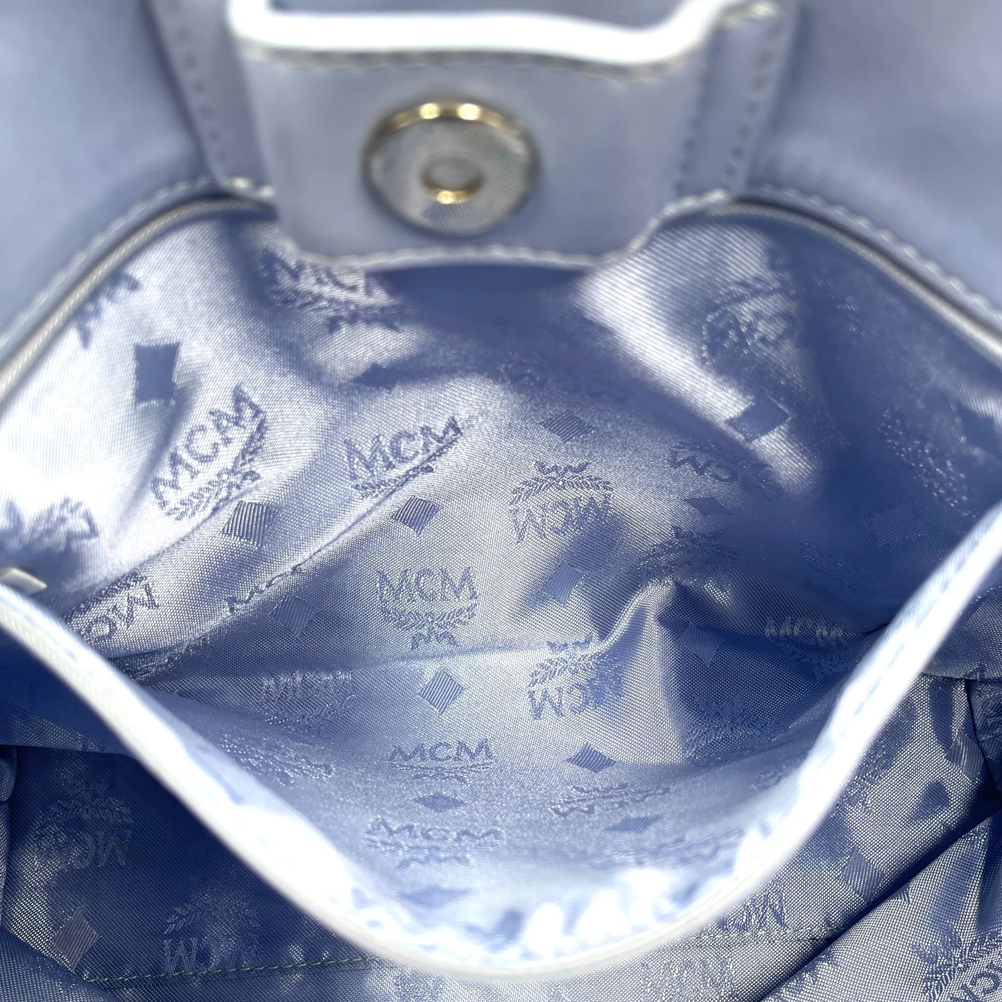 MCM Blue Quilted Nylon Tote Bag