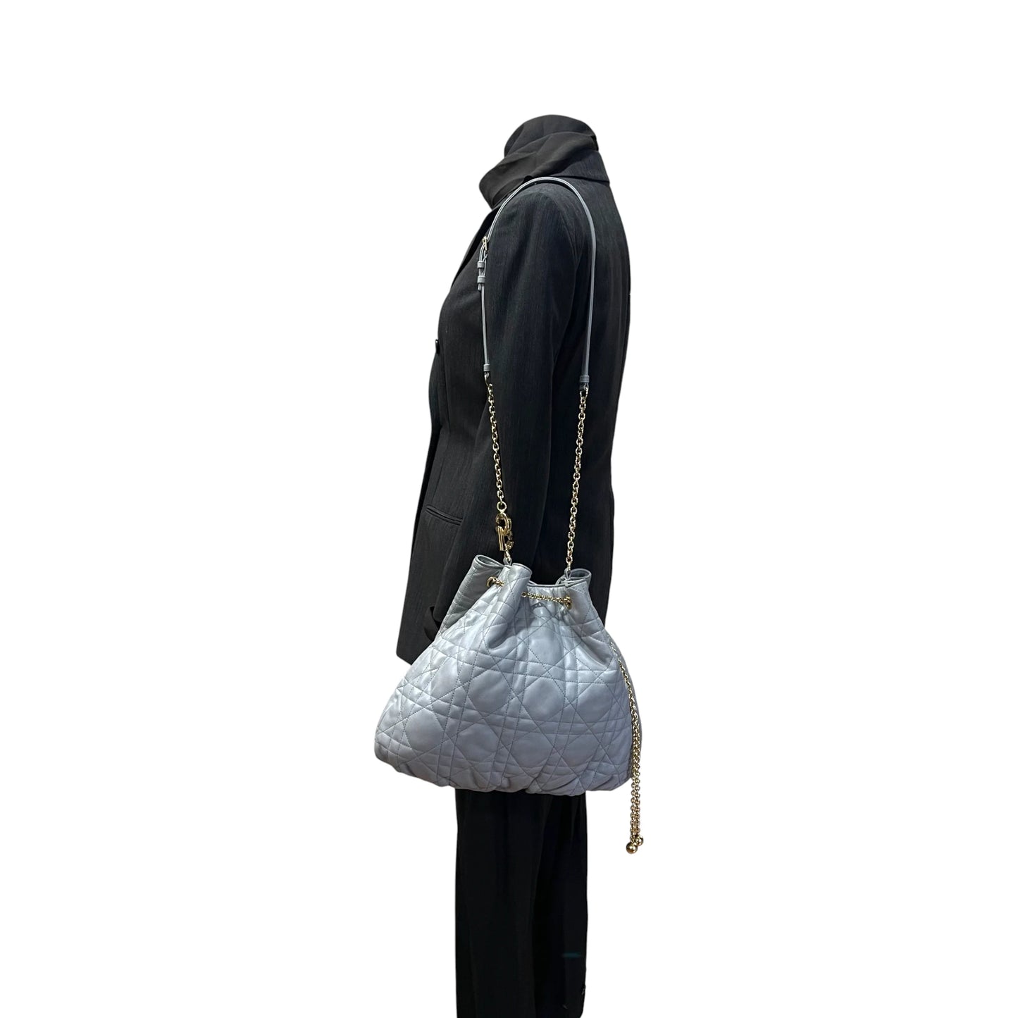 Dior Cannage Grey Bucket Bag