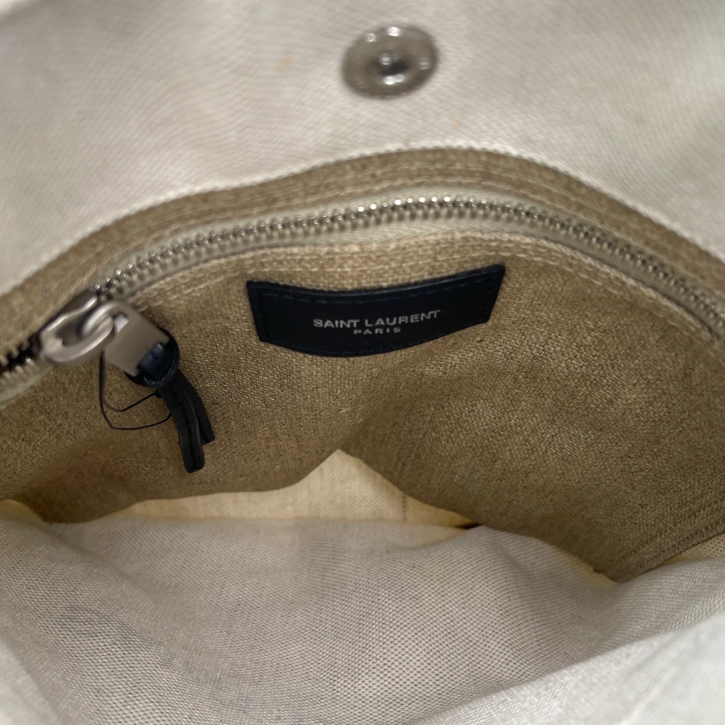Saint Laurent Beige Canvas Shoulder Bag