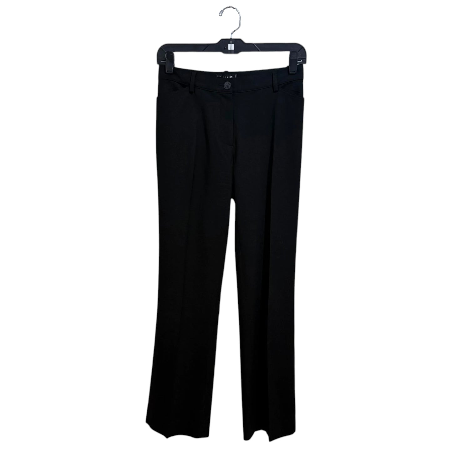 Chanel Black Wool Pleated Trousers