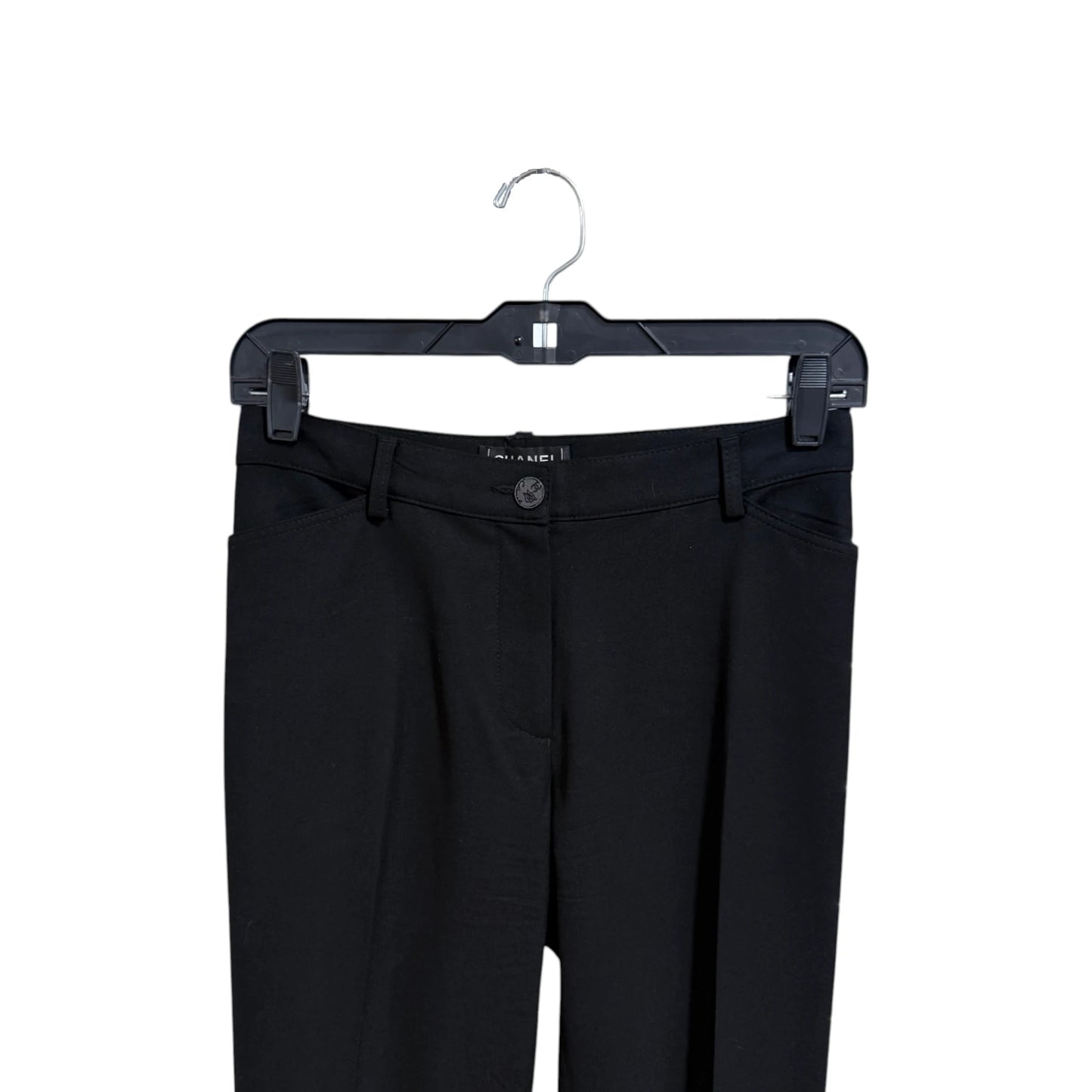 Chanel Black Wool Pleated Trousers