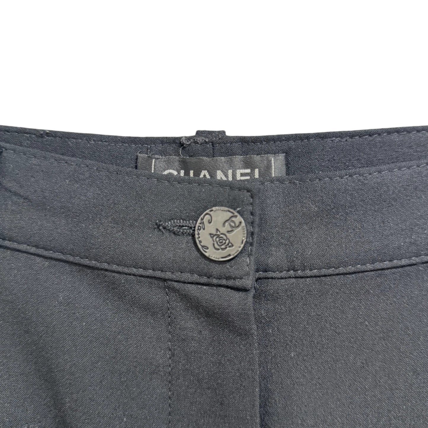 Chanel Black Wool Pleated Trousers