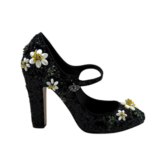 Dolce & Gabbana Sequin Flower Mary Janes Pumps