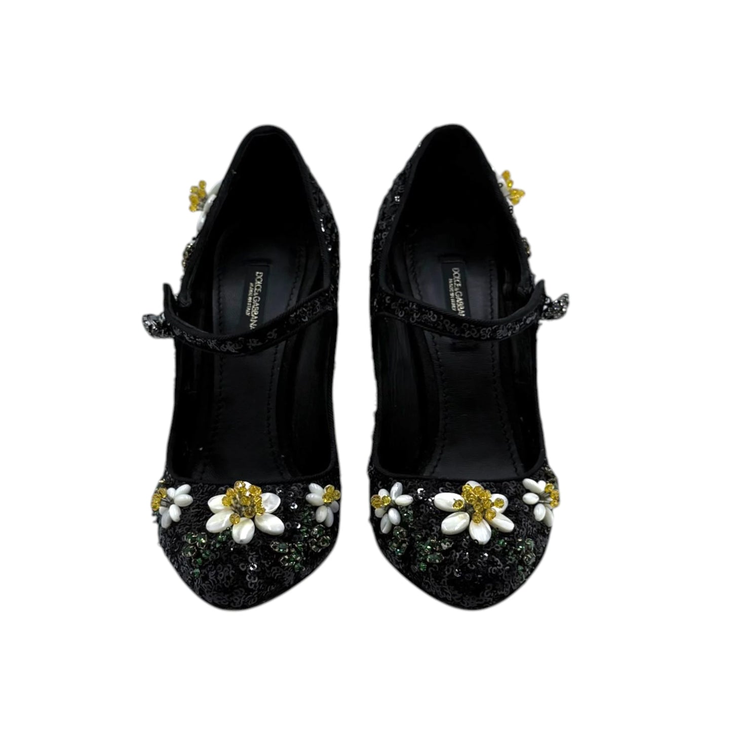 Dolce & Gabbana Sequin Flower Mary Janes Pumps