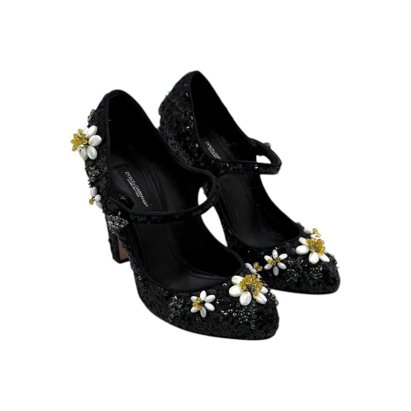 Dolce & Gabbana Sequin Flower Mary Janes Pumps