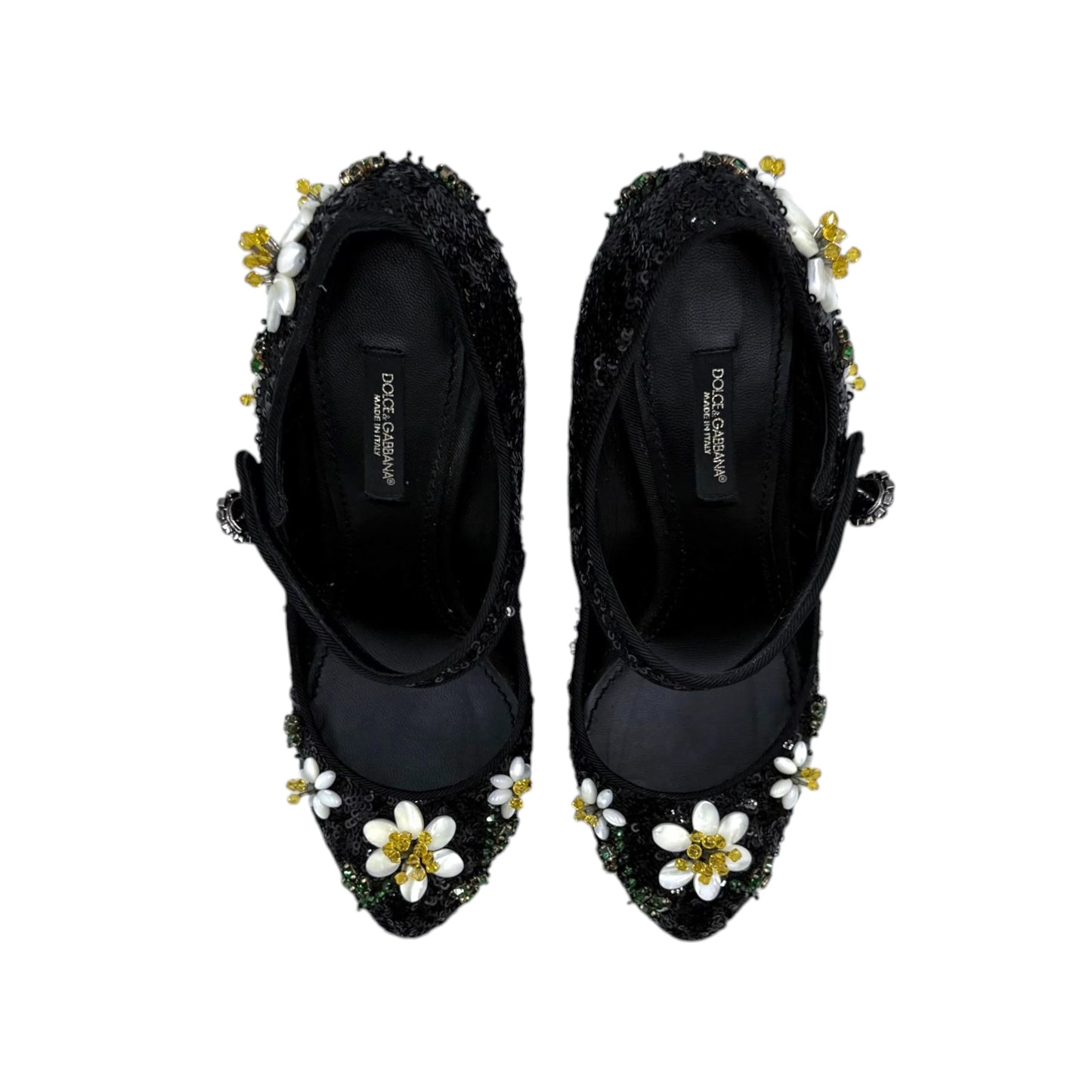 Dolce & Gabbana Sequin Flower Mary Janes Pumps
