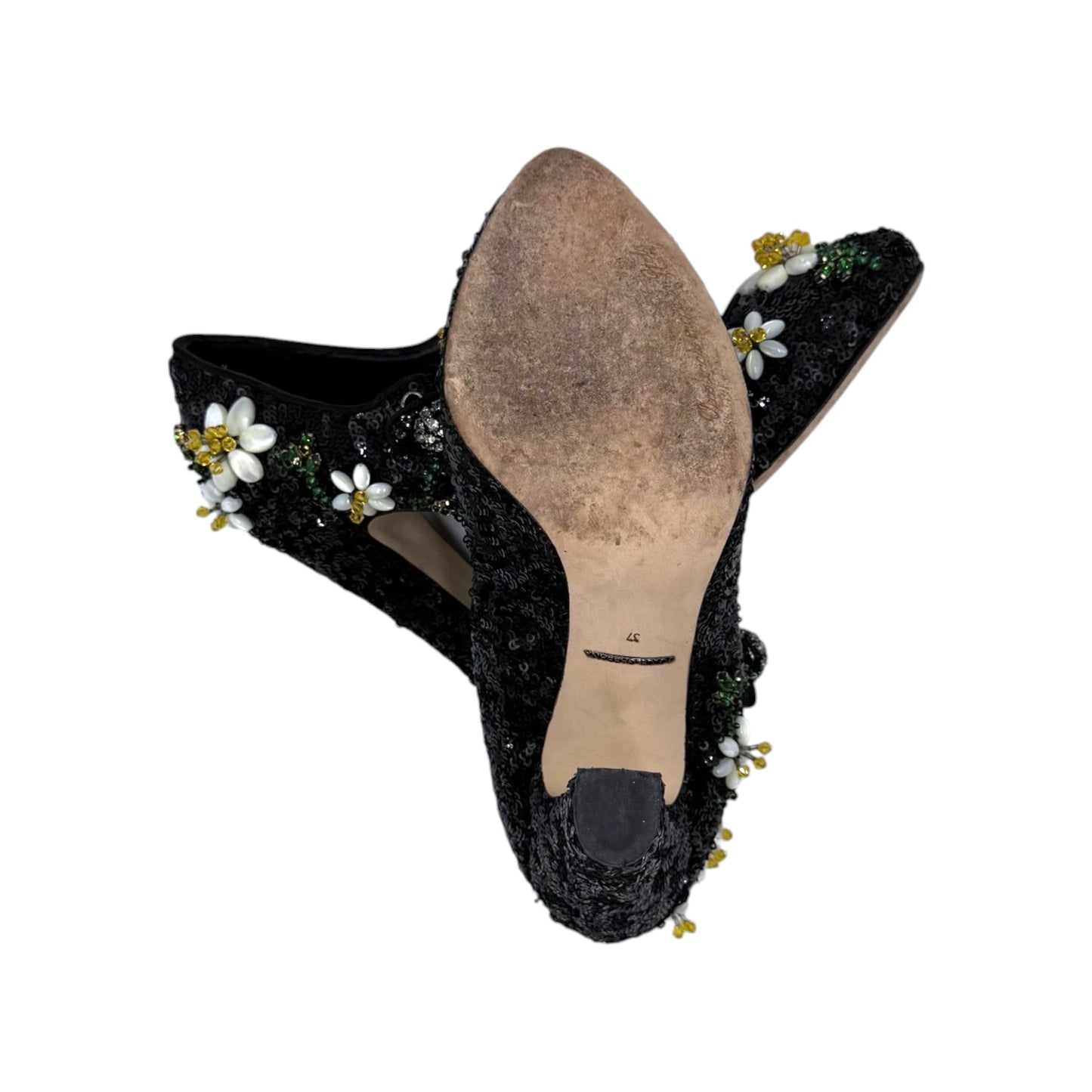 Dolce & Gabbana Sequin Flower Mary Janes Pumps