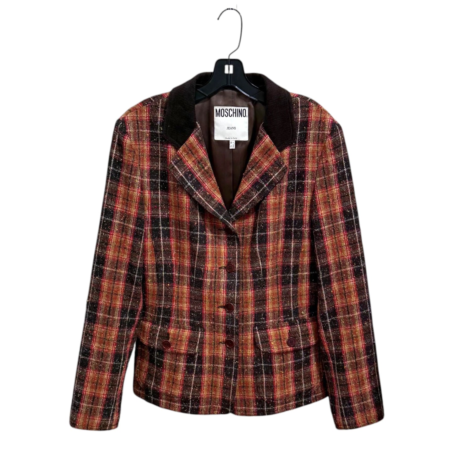 Moschino Jeans Plaid Tweed Blazer