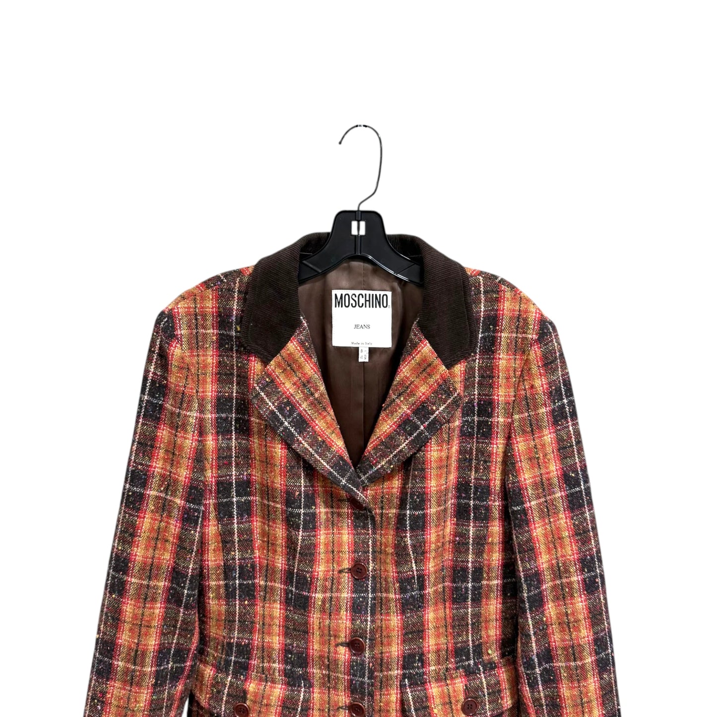 Moschino Jeans Plaid Tweed Blazer