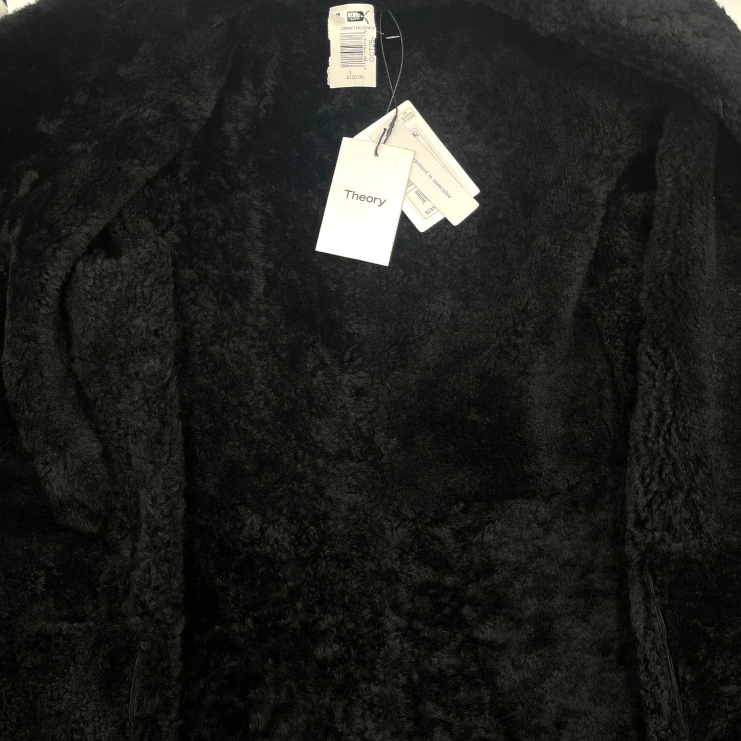 Theory Reversible Double-Breasted Shearling Jacket - S
