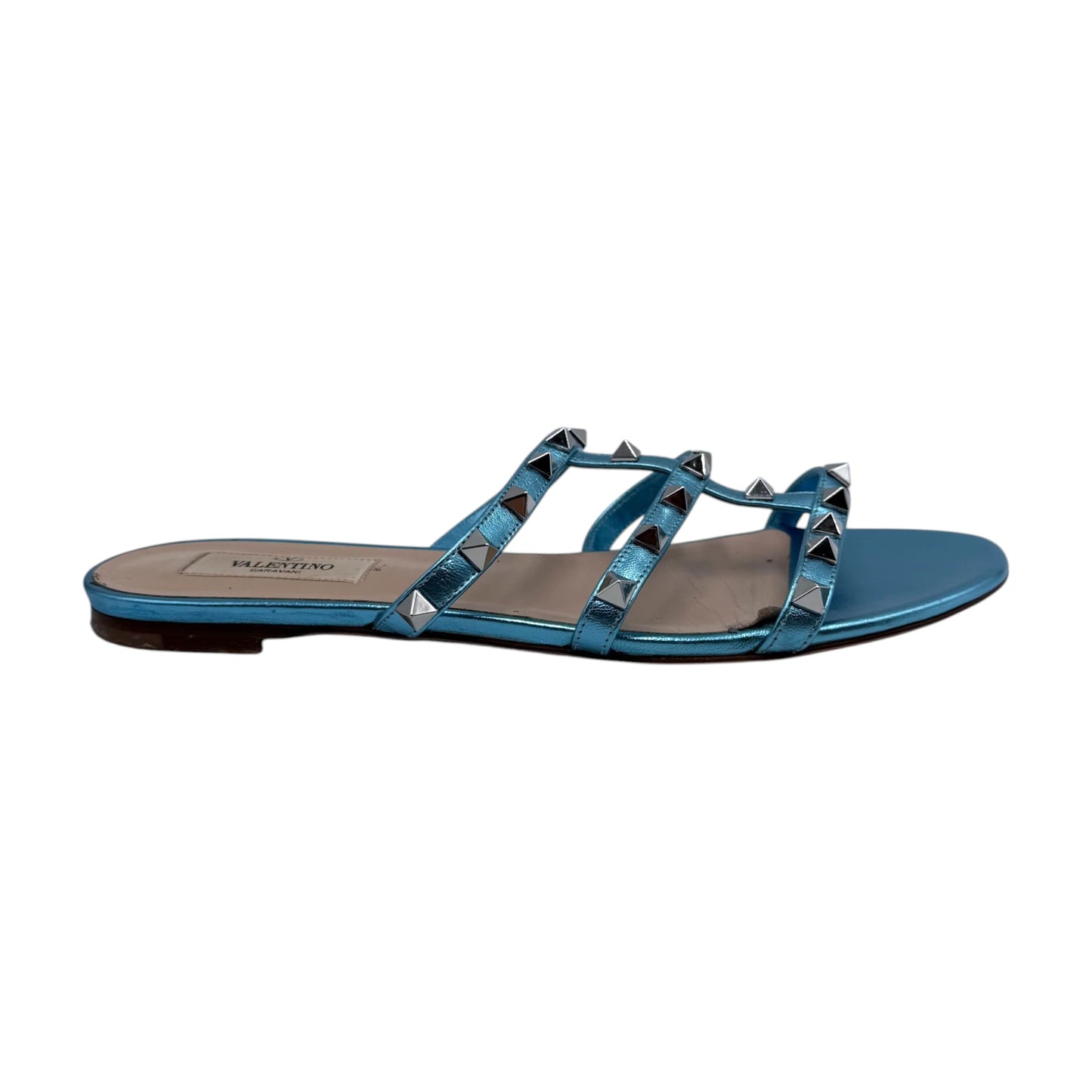 Valentino Garavani Blue Rockstud Leather Sandals
