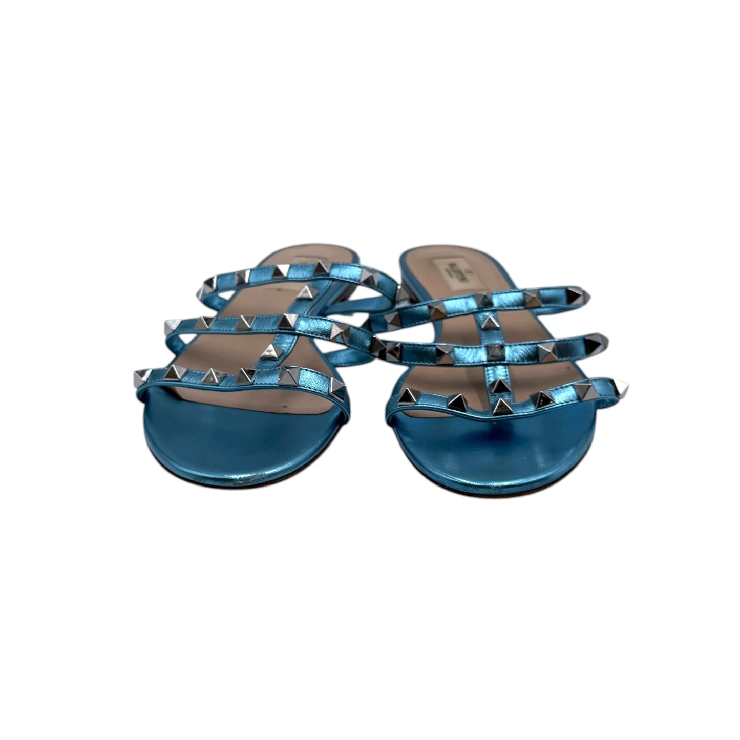 Valentino Garavani Blue Rockstud Leather Sandals
