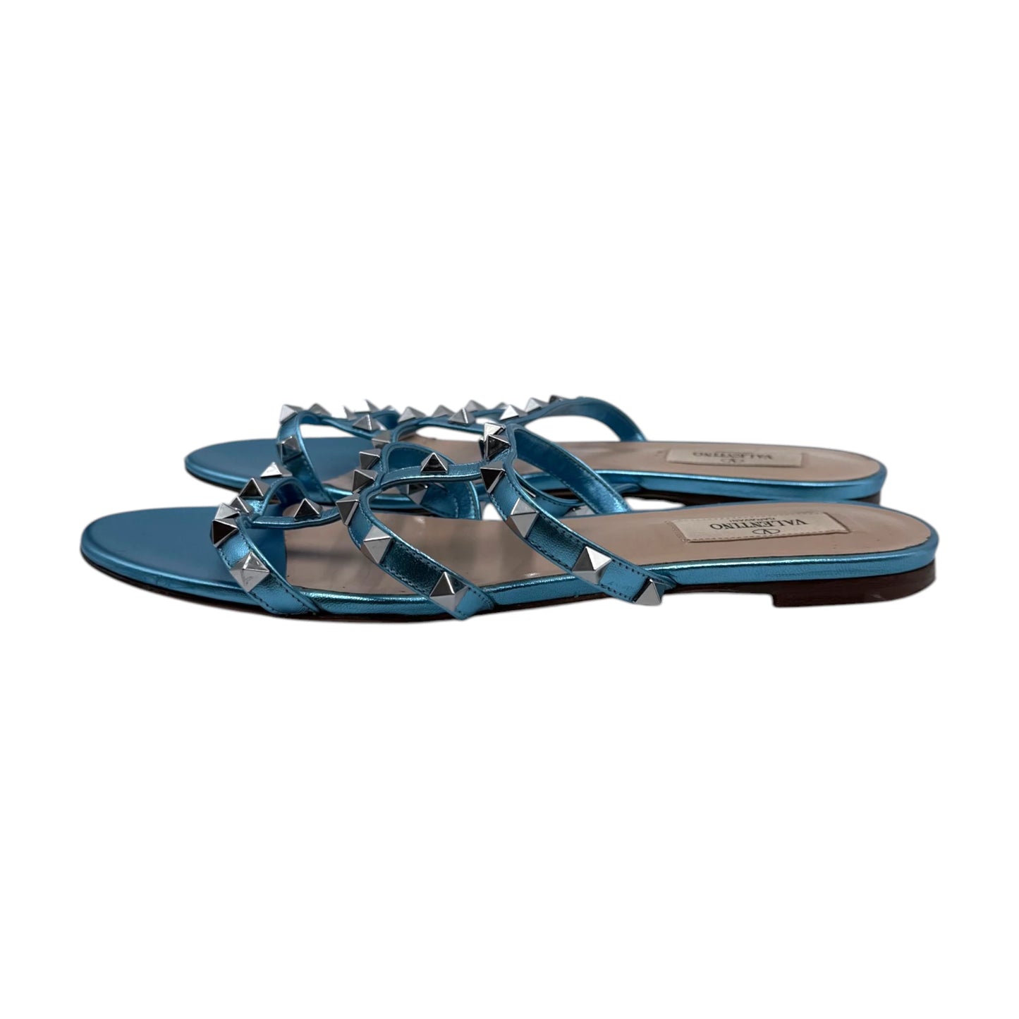 Valentino Garavani Blue Rockstud Leather Sandals