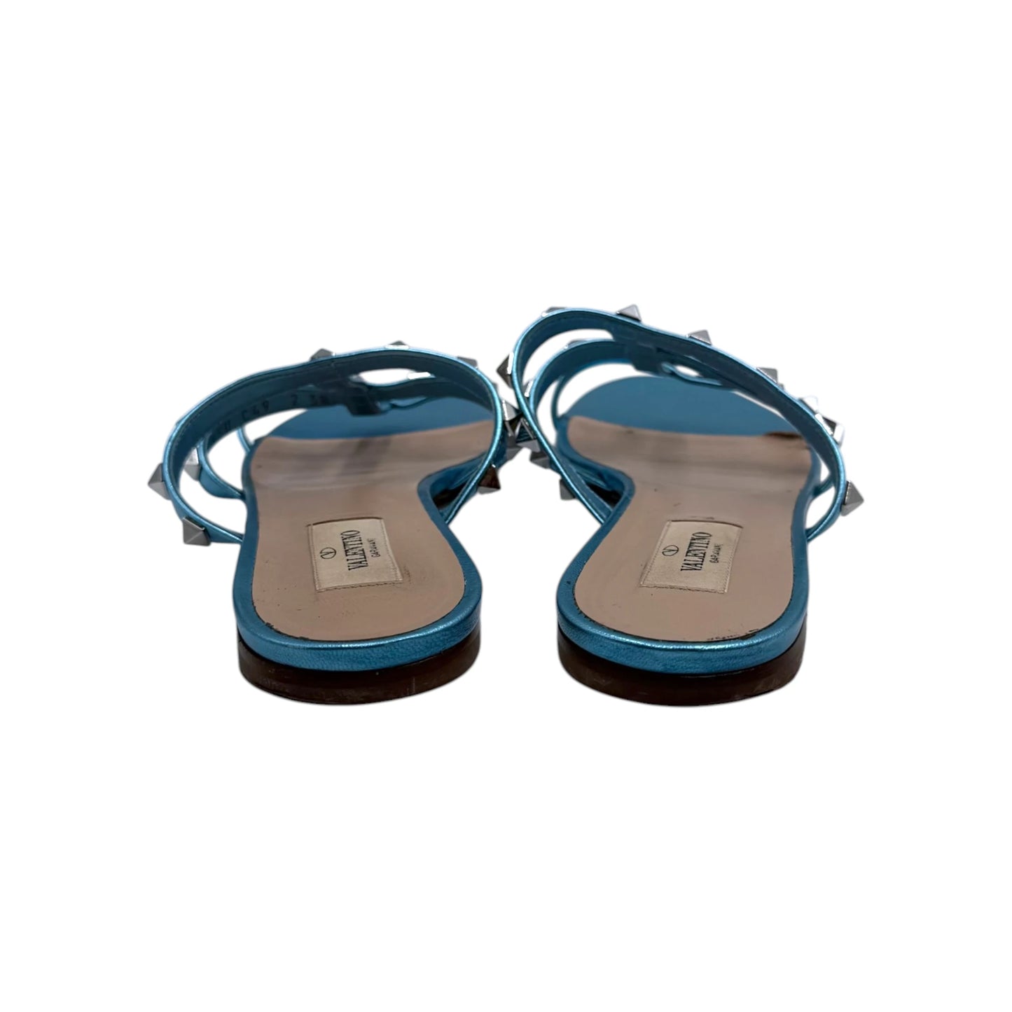 Valentino Garavani Blue Rockstud Leather Sandals