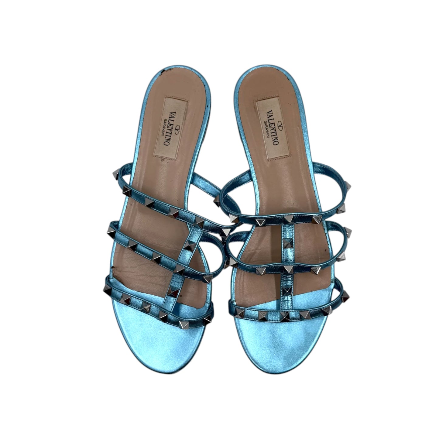Valentino Garavani Blue Rockstud Leather Sandals