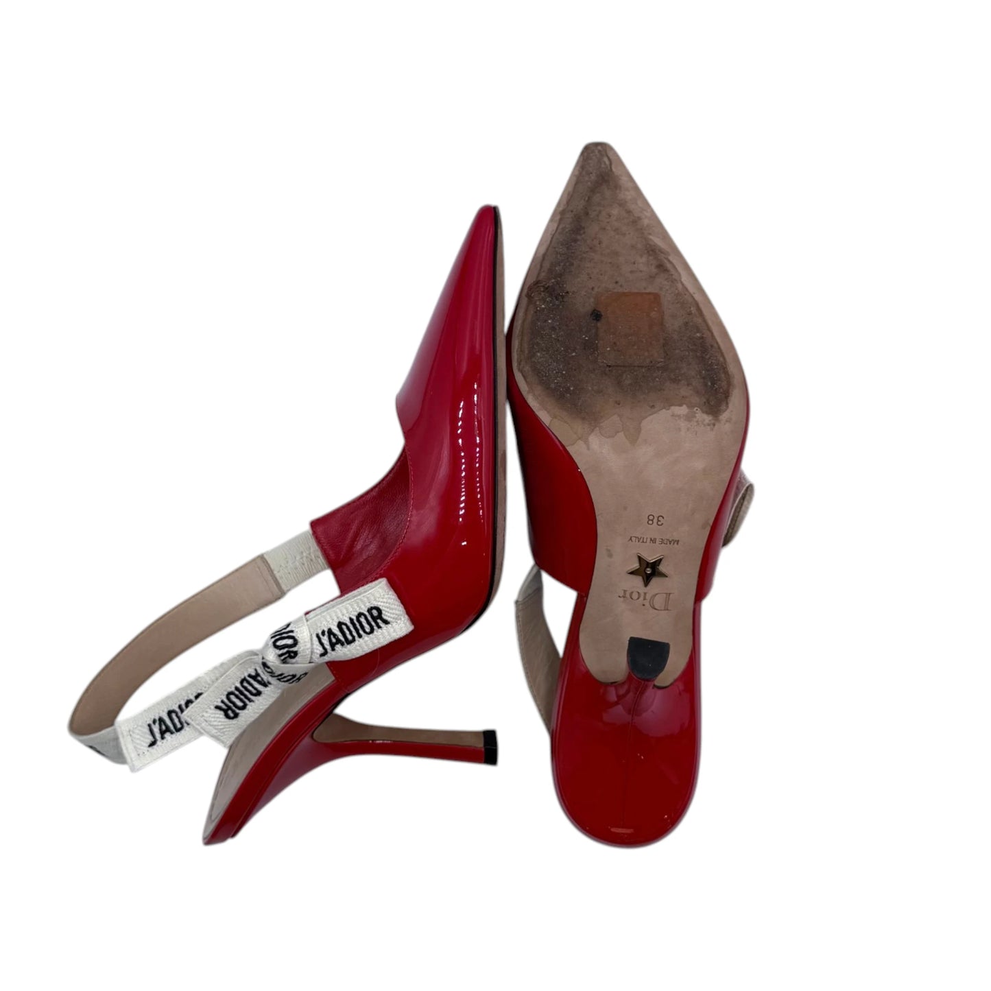 Christian Dior Red Logo Slingback Heels