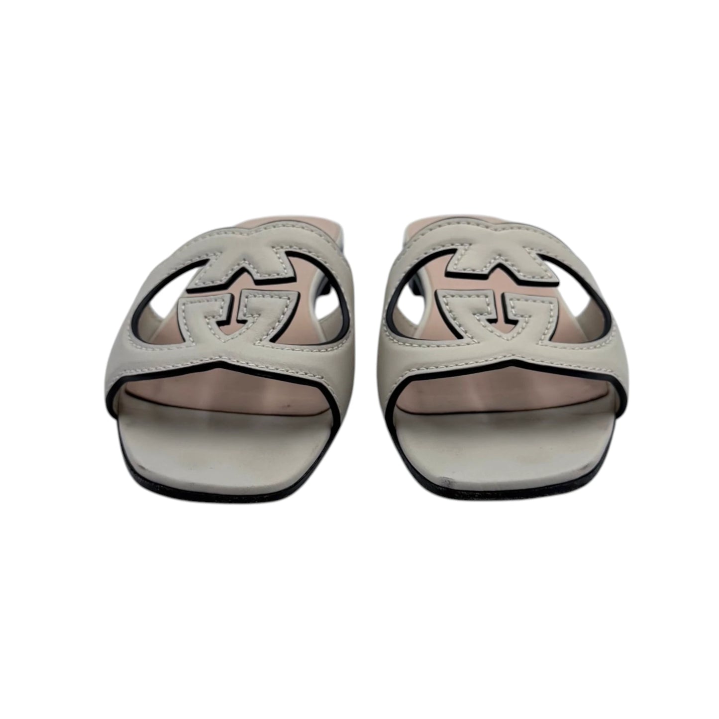 Gucci Off-White Interlocking G Flat Sandals