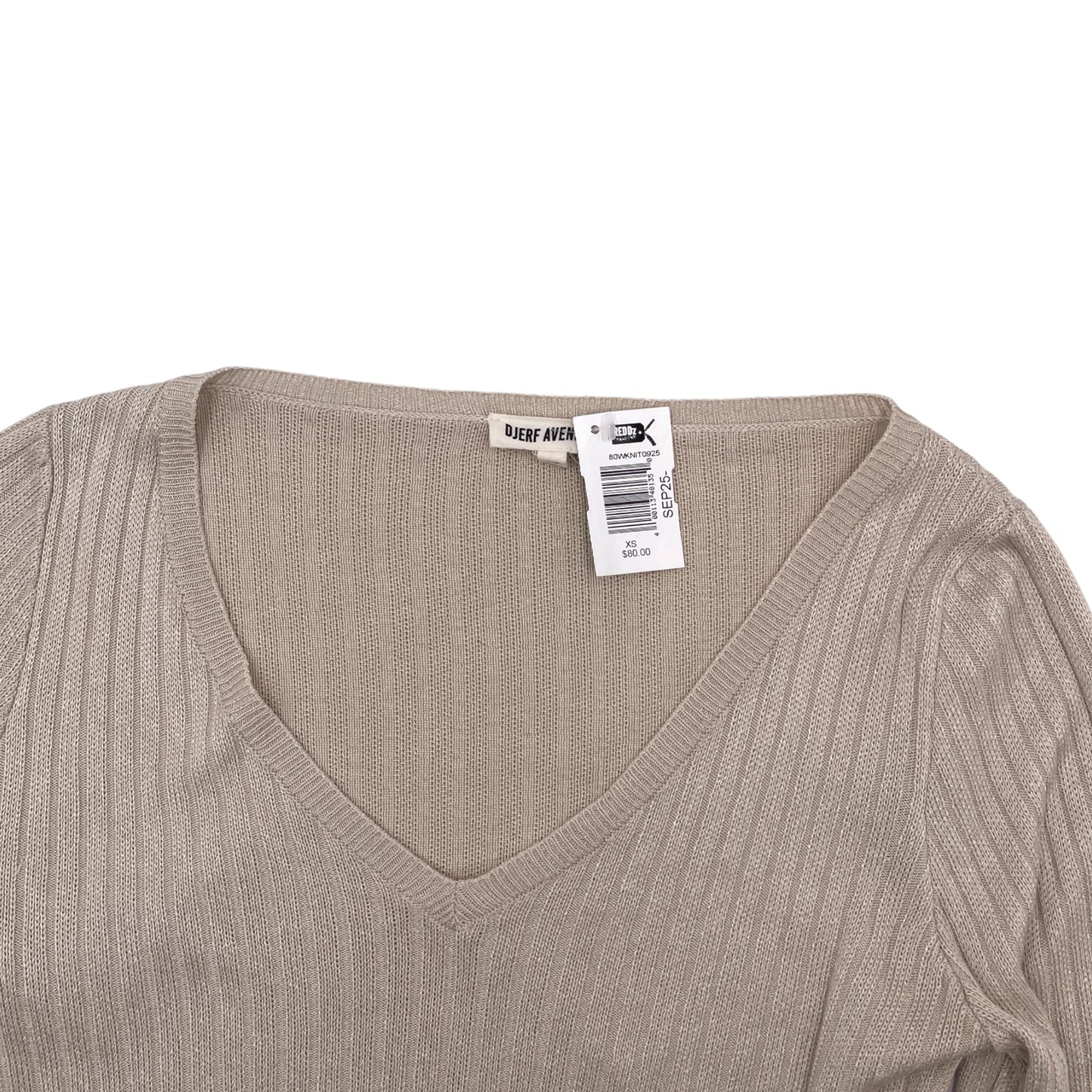 Djerf Avenue Knitted Long Sleeve Top Taupe - XS