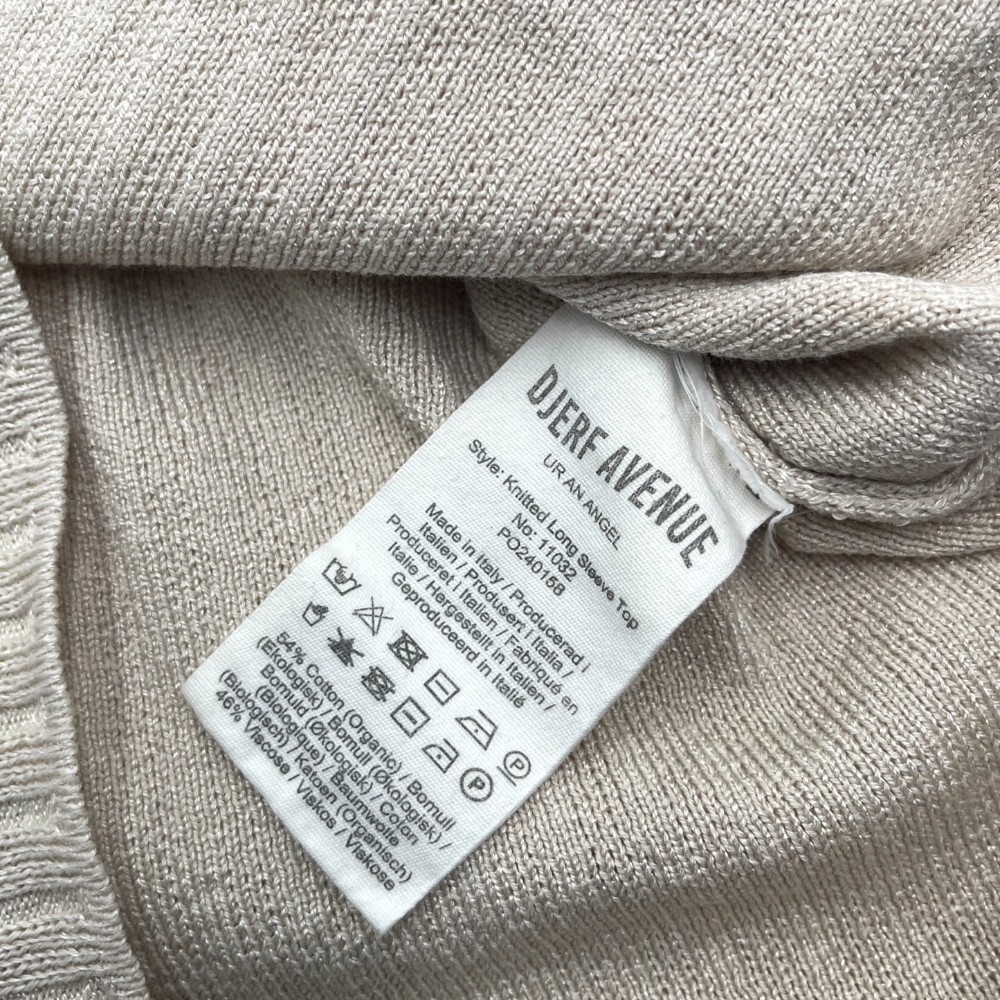 Djerf Avenue Knitted Long Sleeve Top Taupe - XS