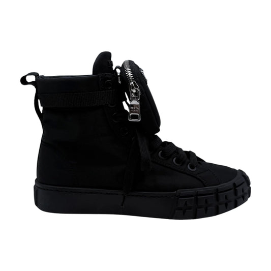 Prada Wheel Re-Nylon High Top Sneakers