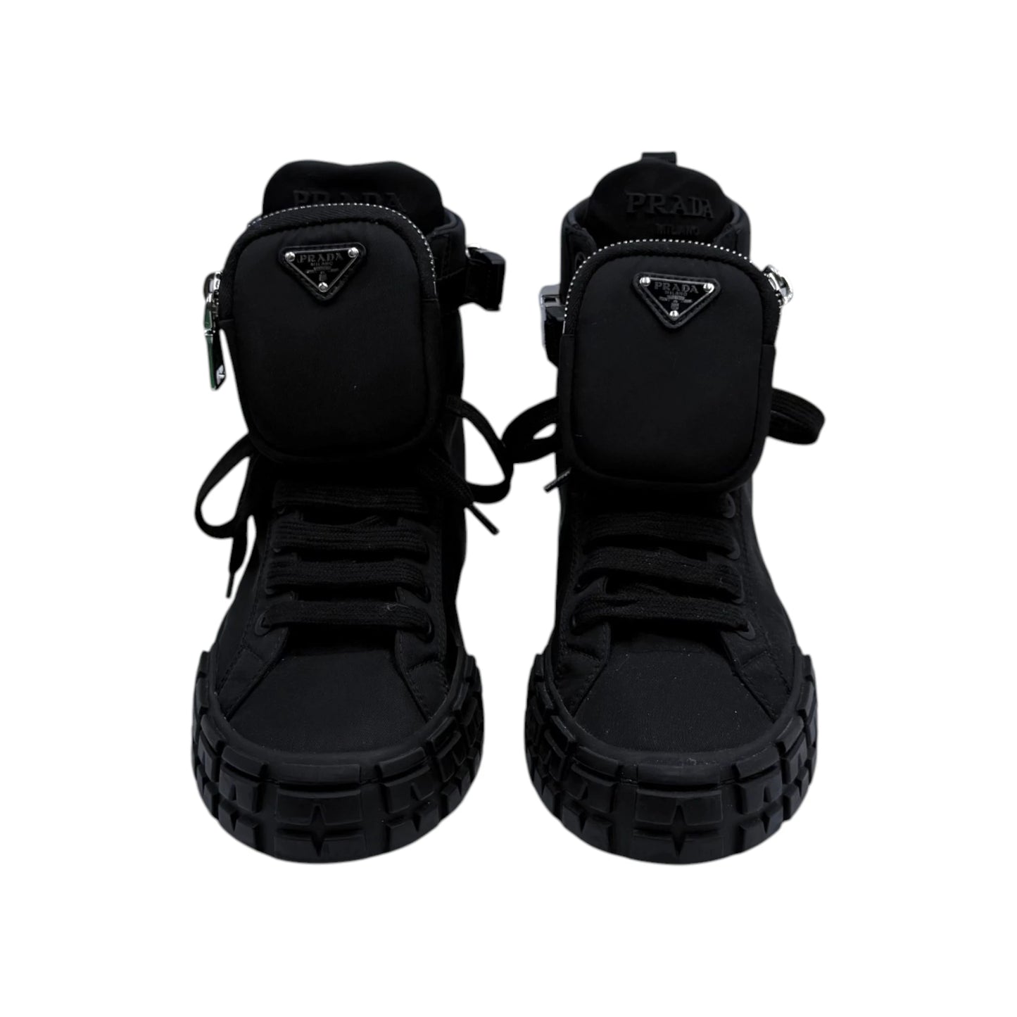 Prada Wheel Re-Nylon High Top Sneakers