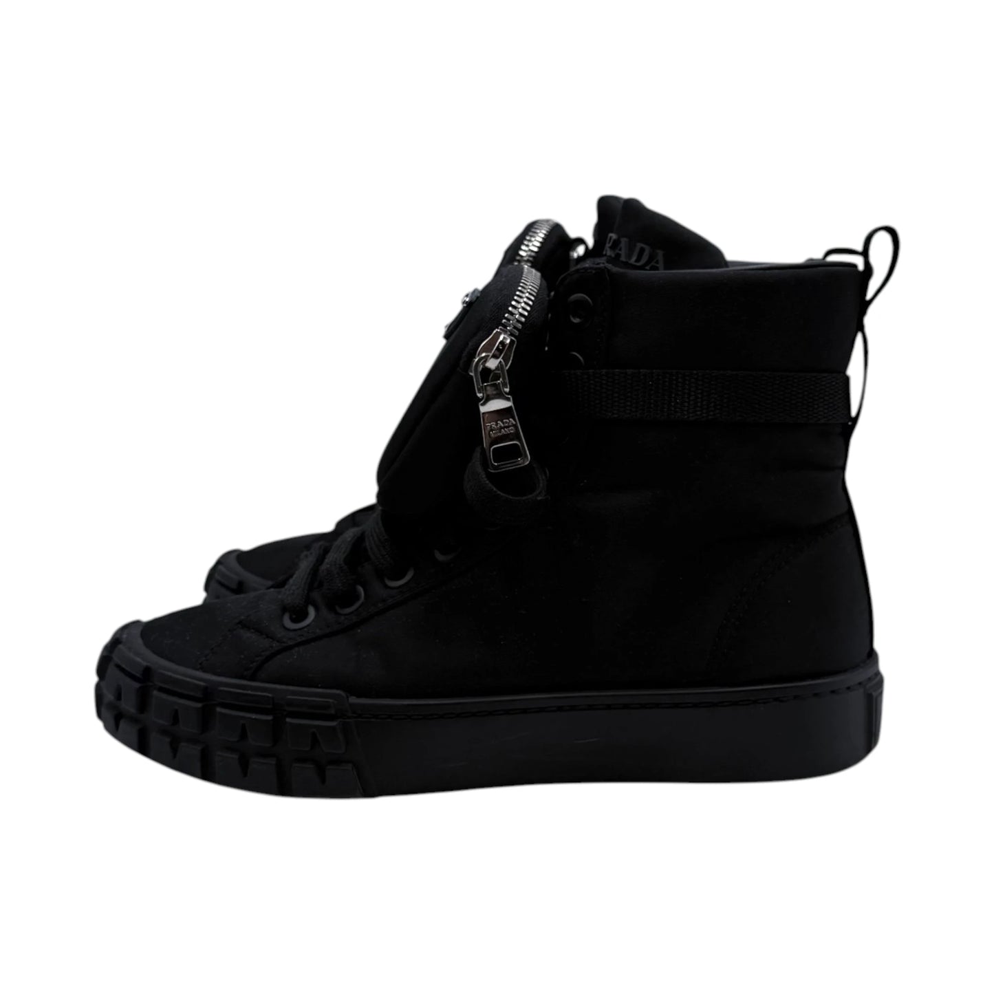 Prada Wheel Re-Nylon High Top Sneakers
