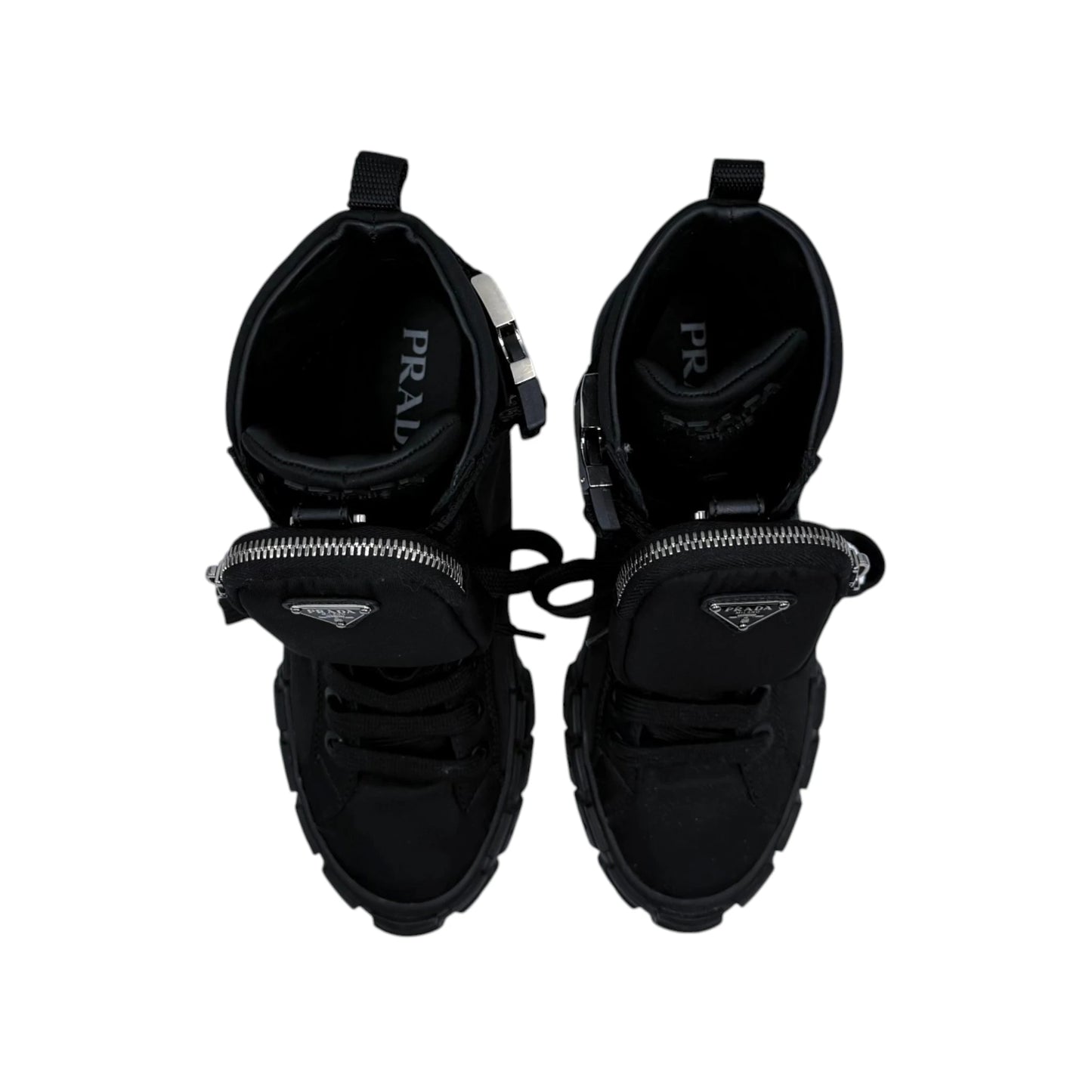 Prada Wheel Re-Nylon High Top Sneakers