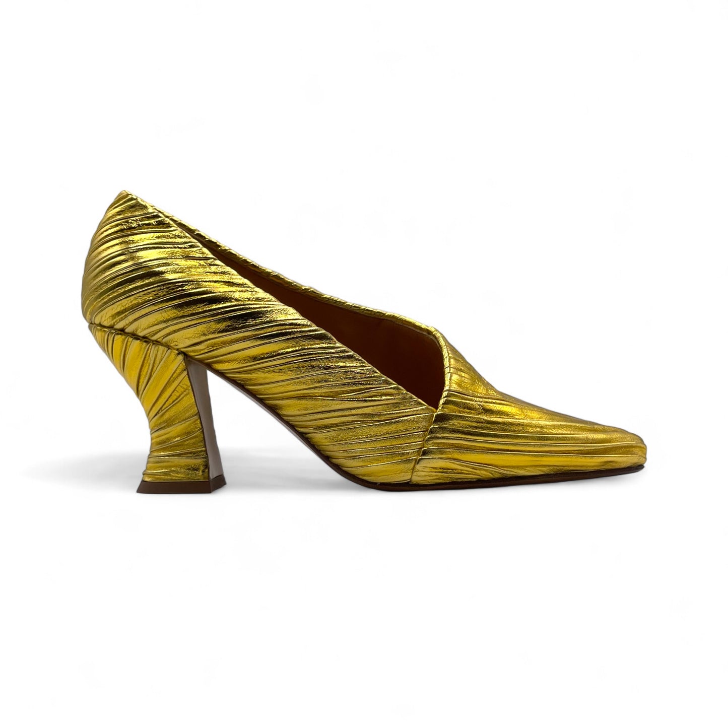 Bottega Folded Gold Heels