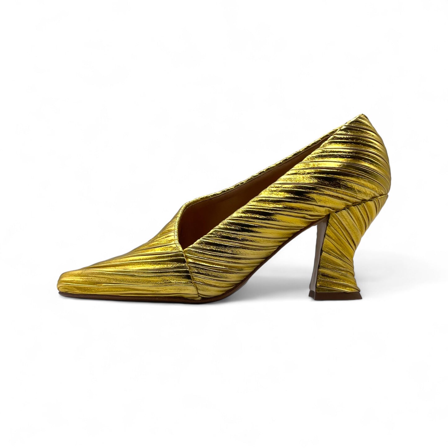 Bottega Folded Gold Heels