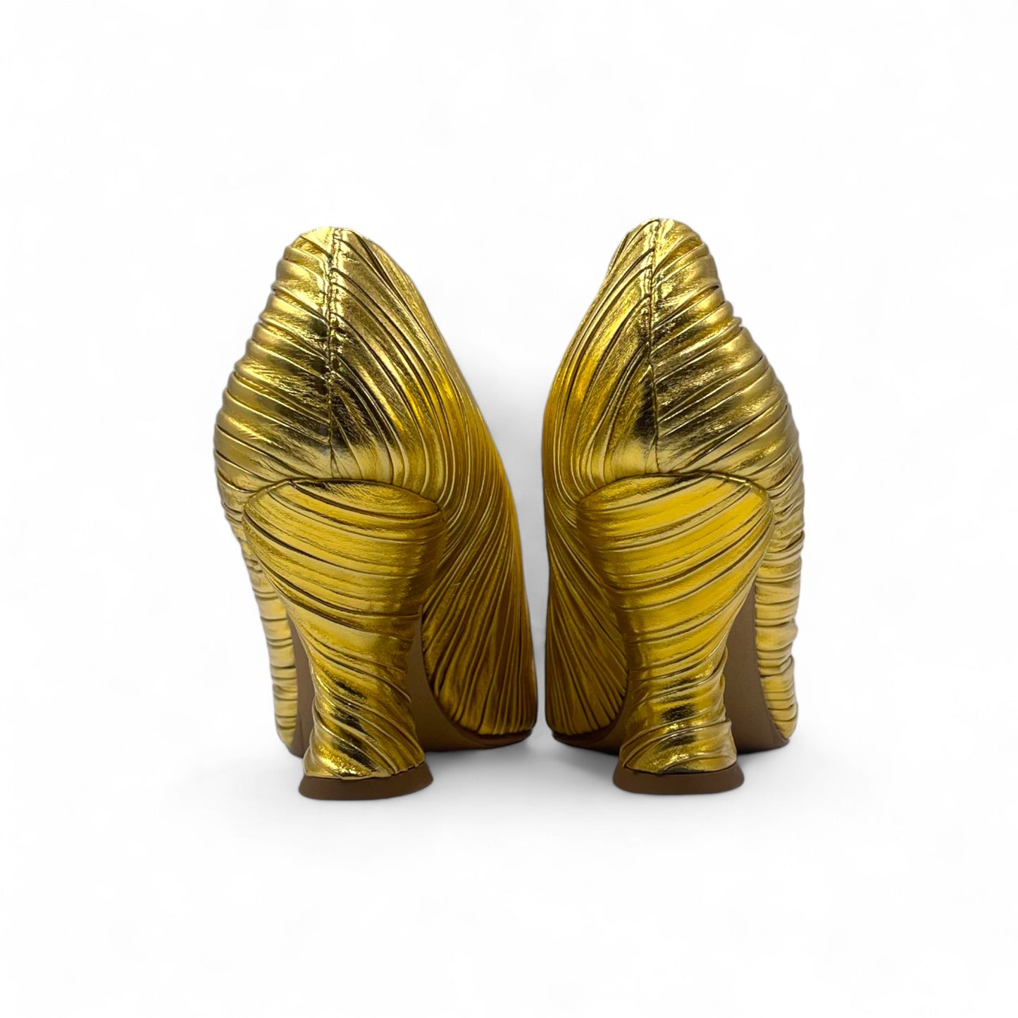 Bottega Folded Gold Heels