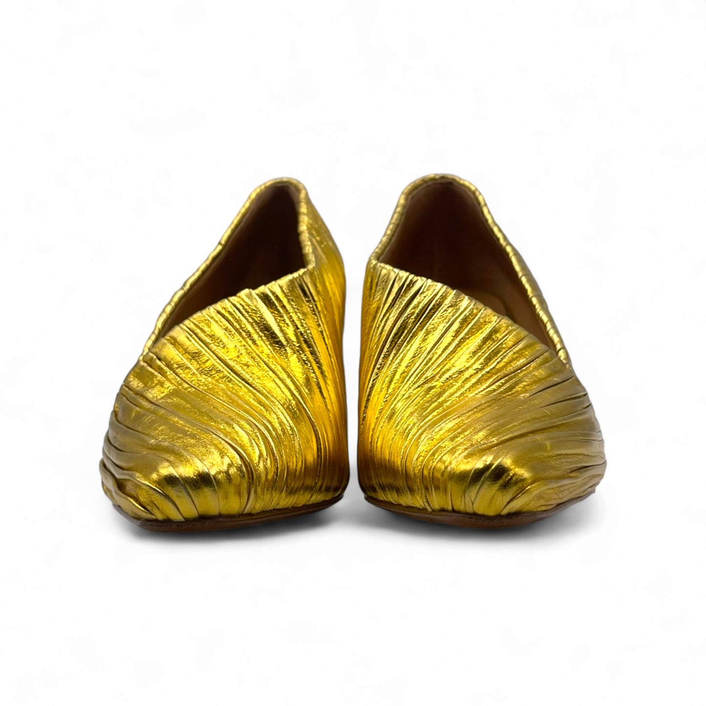 Bottega Folded Gold Heels