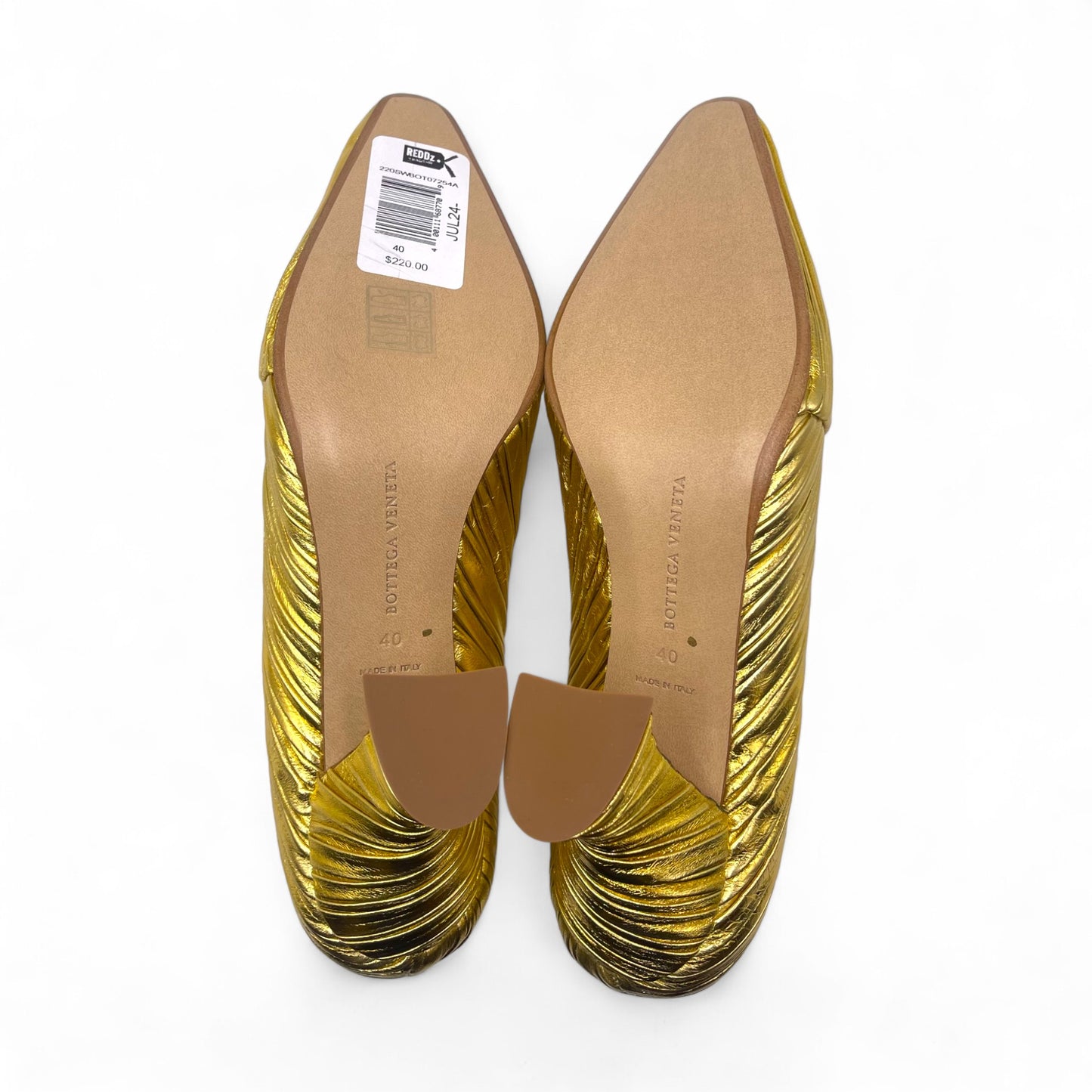 Bottega Folded Gold Heels