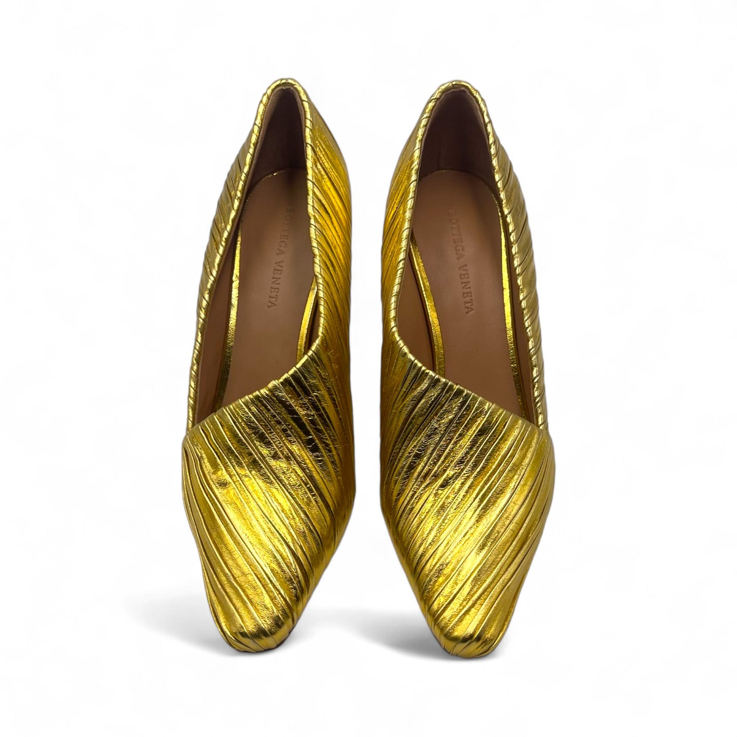 Bottega Folded Gold Heels