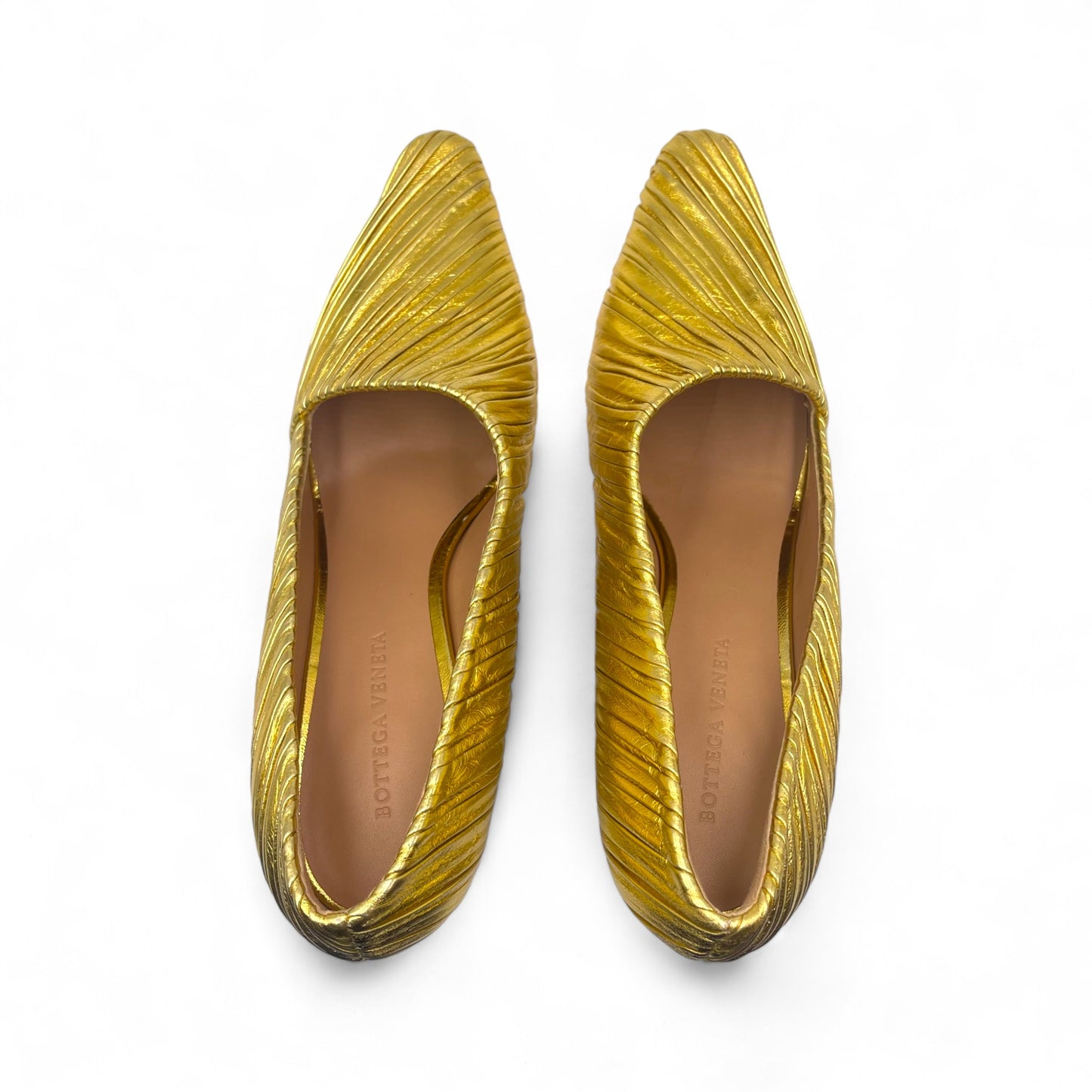 Bottega Folded Gold Heels