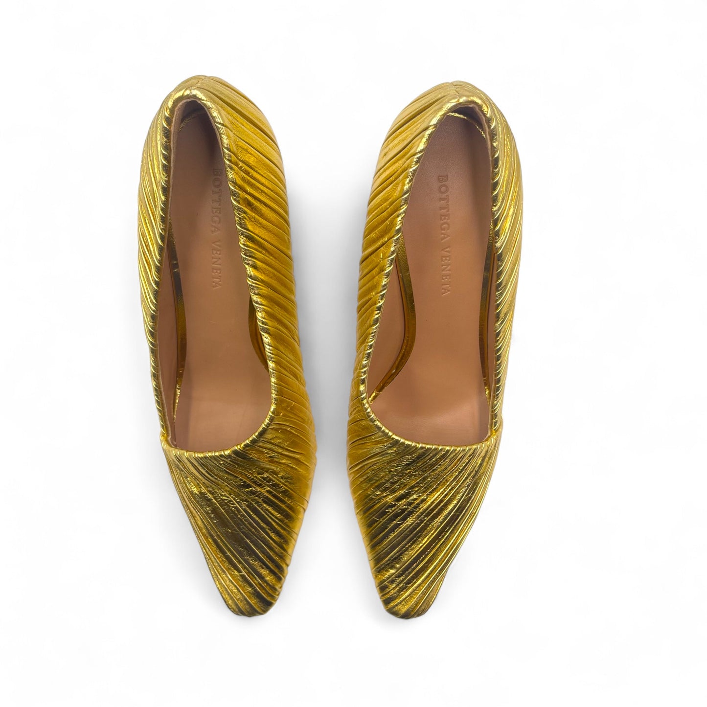 Bottega Folded Gold Heels