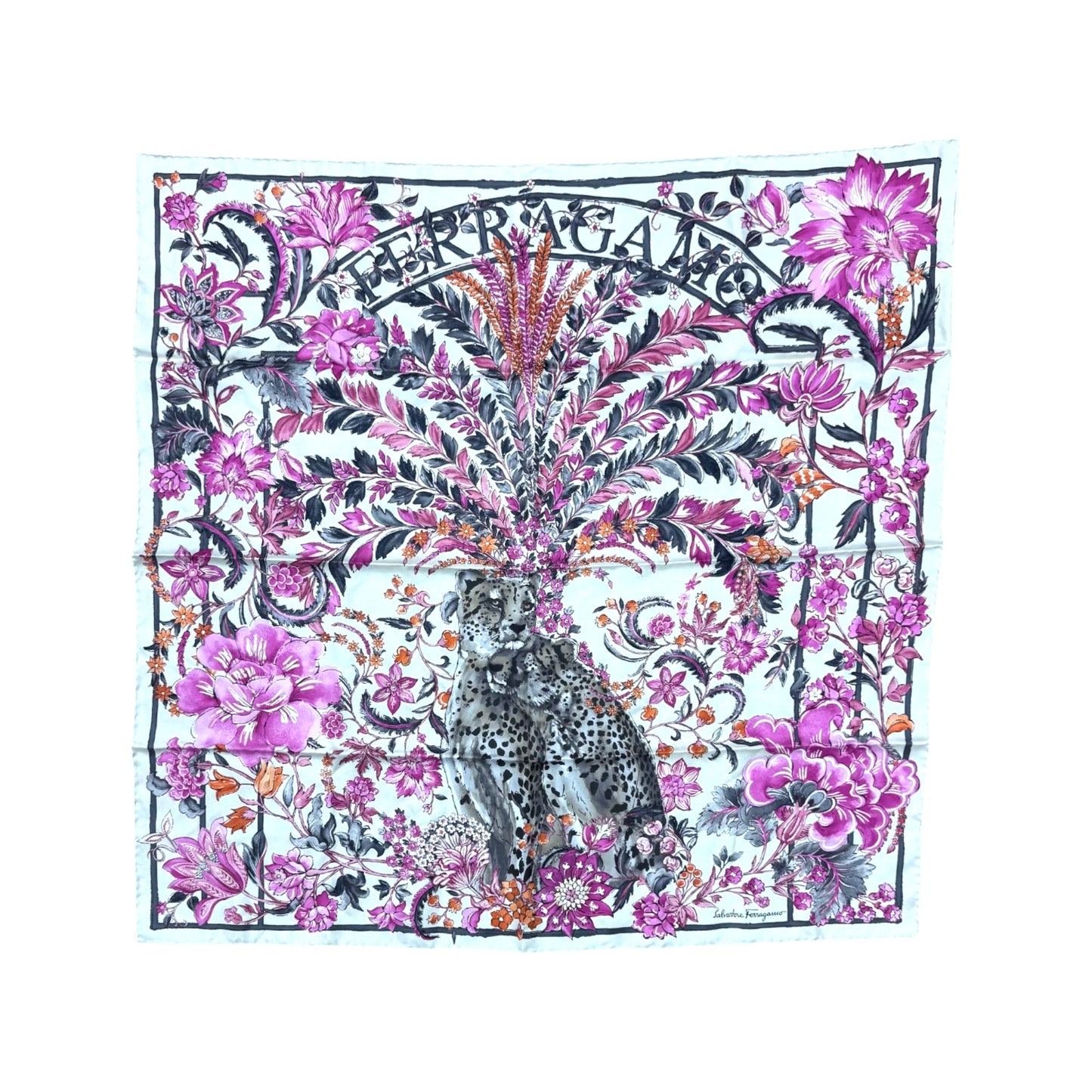 Salvatore Ferragamo Printed Silk Foulard Scarf
