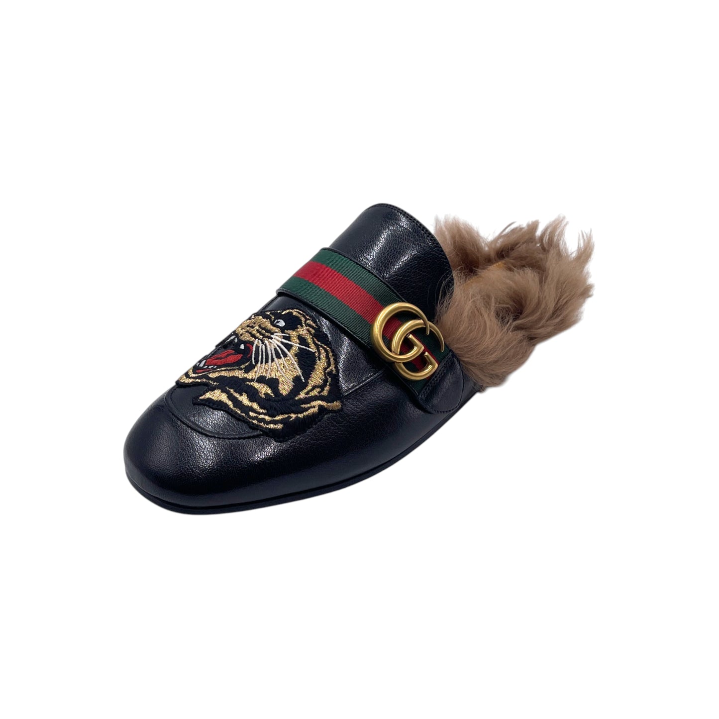 Gucci GG Tiger Fur Web Men's Mules