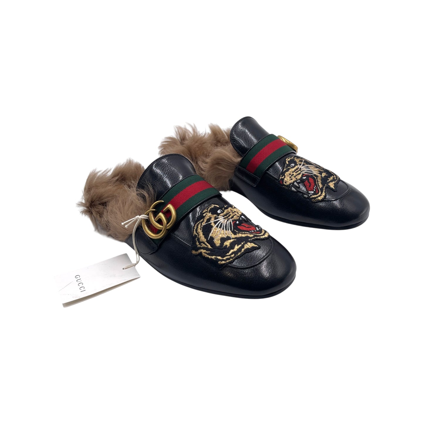 Gucci GG Tiger Fur Web Men's Mules