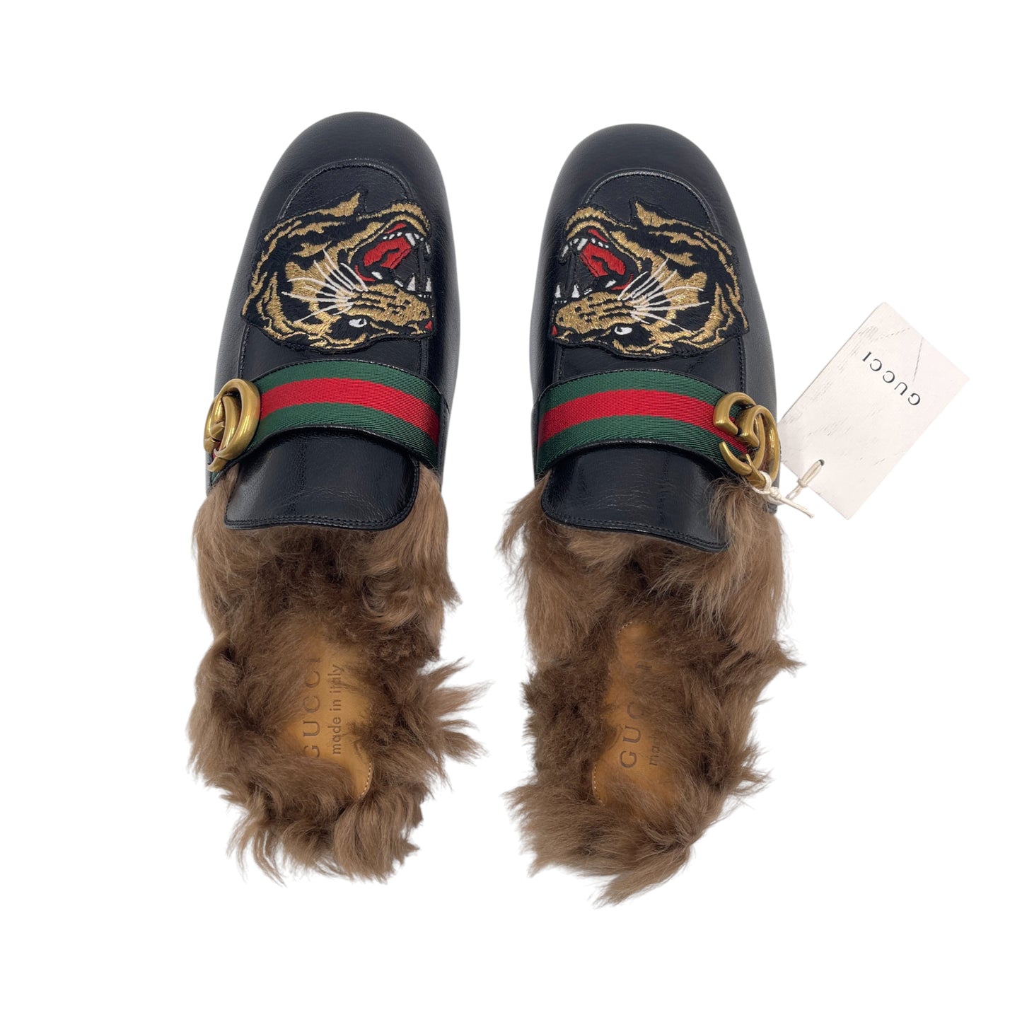 Gucci GG Tiger Fur Web Men's Mules