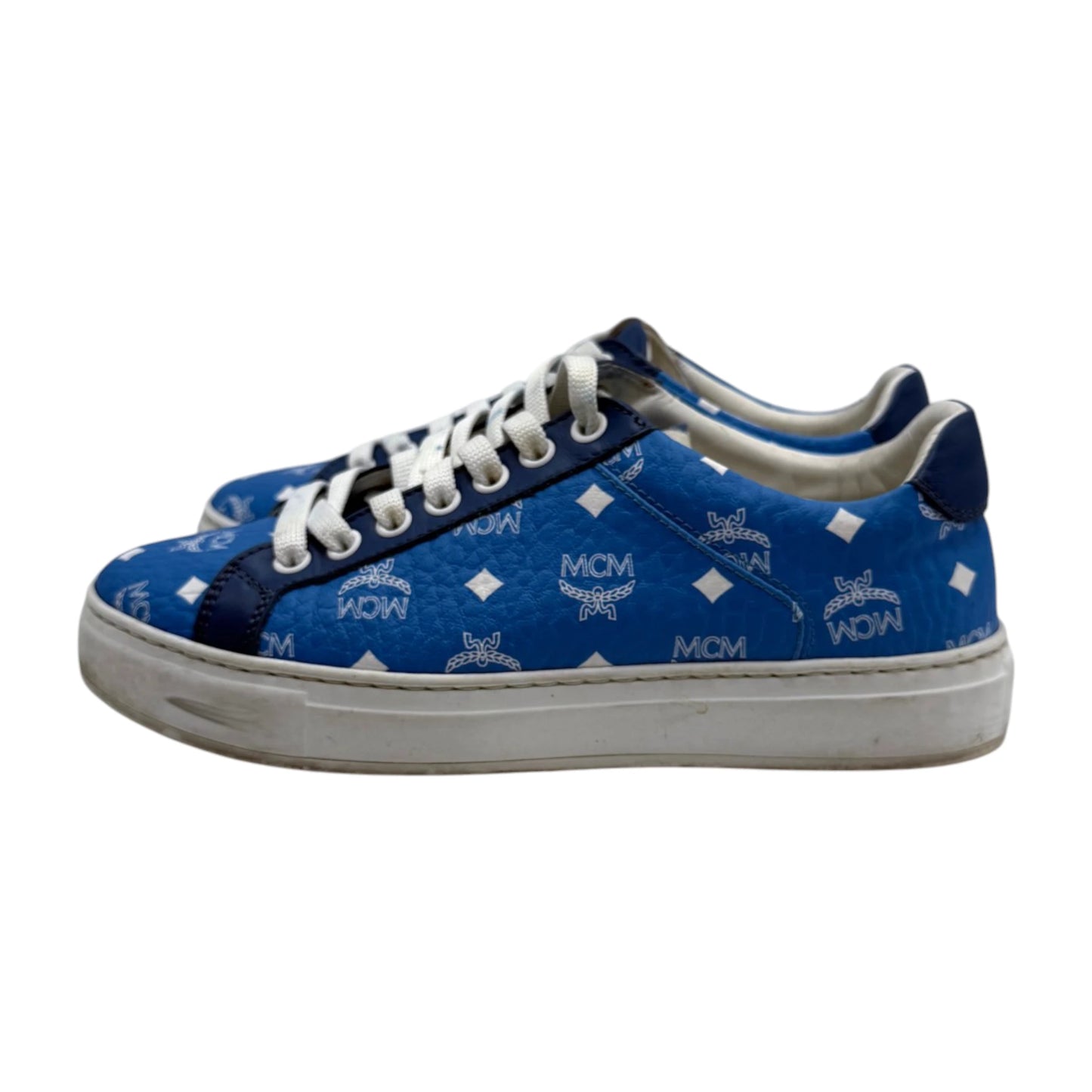 MCM Blue Visetos Mongogram Sneakers