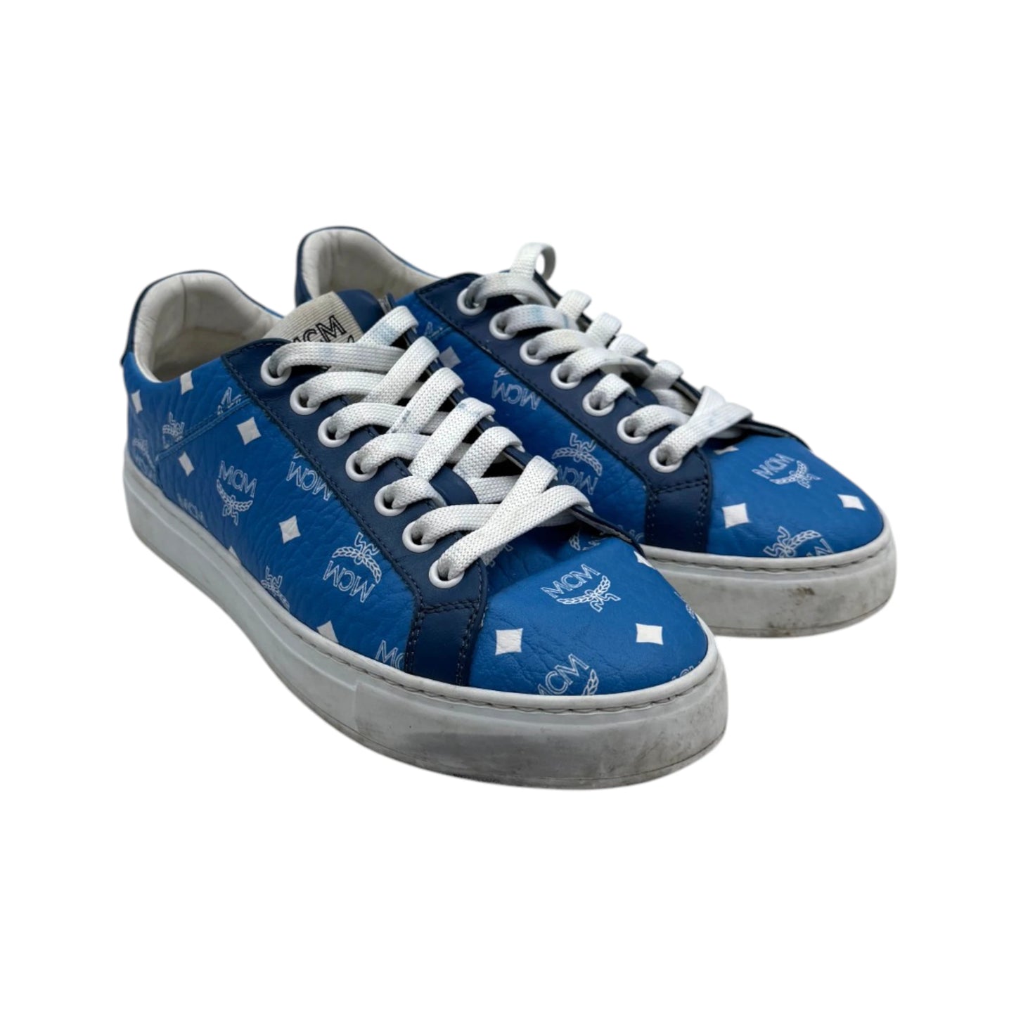 MCM Blue Visetos Mongogram Sneakers