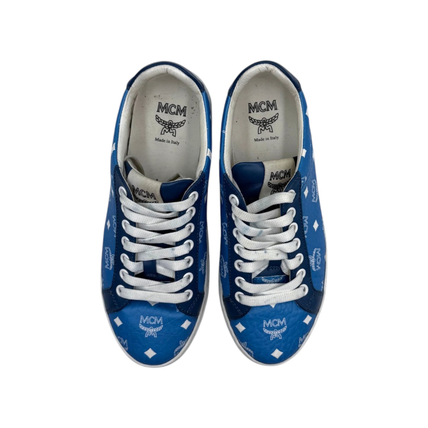 MCM Blue Visetos Mongogram Sneakers