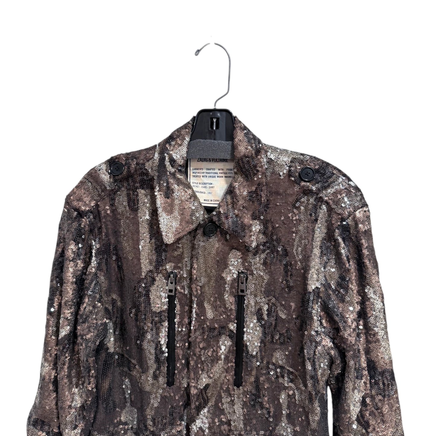 Zadig & Voltaire Sequin Camo Moto Jacket