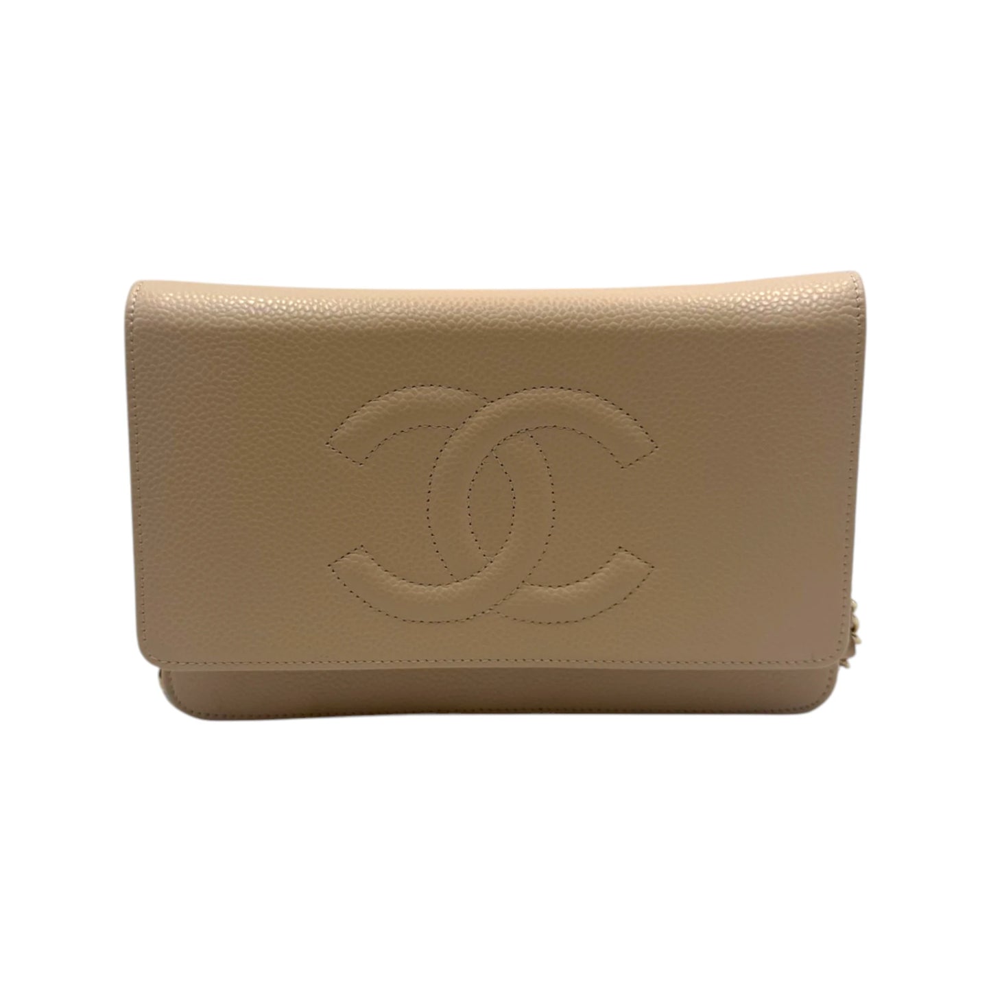 Chanel Beige Caviar Chain Wallet
