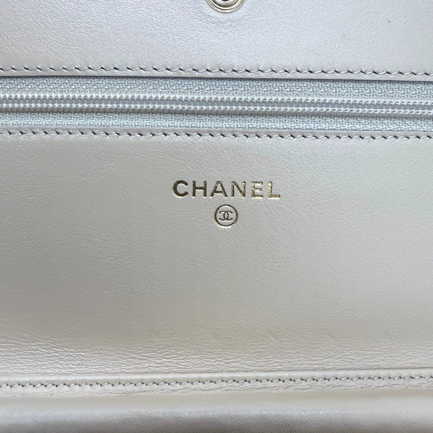 Chanel Beige Caviar Chain Wallet