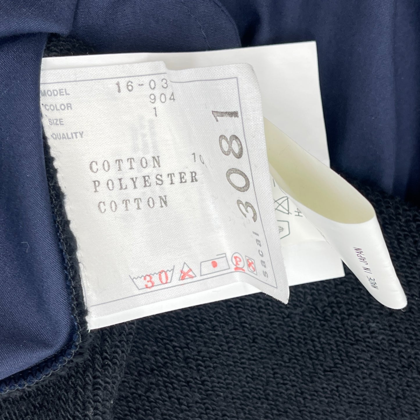Sacai Black/Navy Sweatshirt Dress -  S