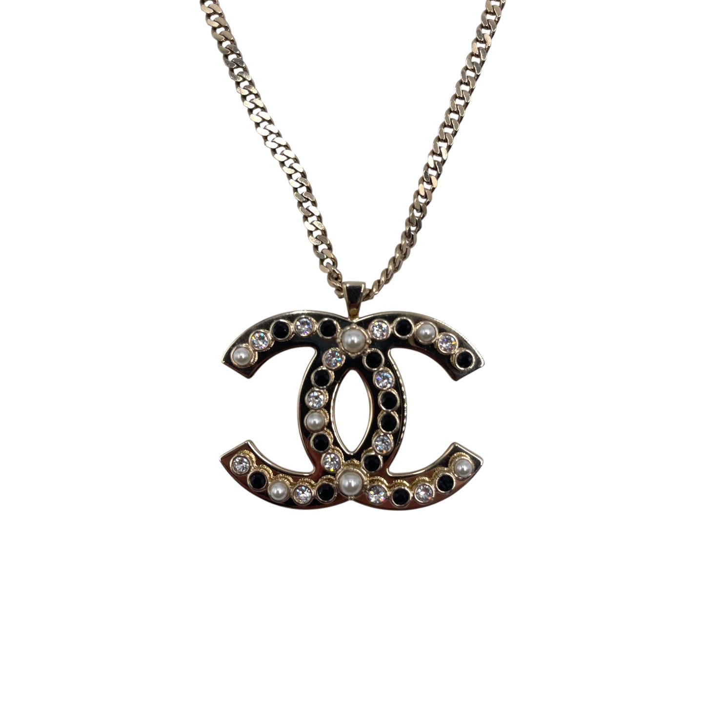 Chanel CC Crystal Pendant Necklace