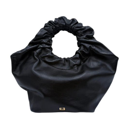 FRAME Black Leather Scrunch Top Handle Bag