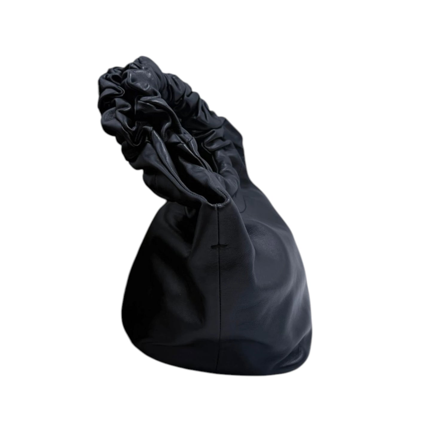 FRAME Black Leather Scrunch Top Handle Bag