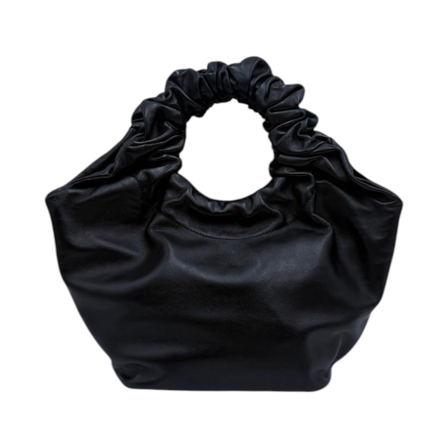 FRAME Black Leather Scrunch Top Handle Bag